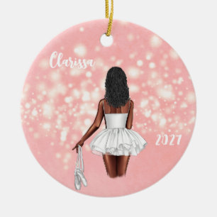 Cerâmica Ornamento Personalizado de Black Girl Ballerina