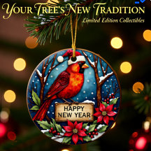 Ornamento Personalizado de Cardinal de Dois Lados