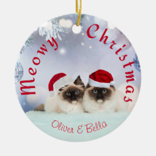 Cerâmica Ornamento Personalizado de Dois Gatos