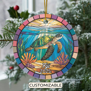 Cerâmica Ornamento Personalizado de Fiji, Tartaruga Marítim