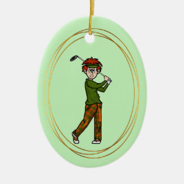 Cerâmica Ornamento Personalizado De Golfista De Cabelo Verm