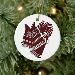 Cerâmica Ornamento Personalizado de Maroon e Cheerleader Br
