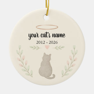 Cerâmica Ornamento Personalizado de Memorial de Gato – Nome