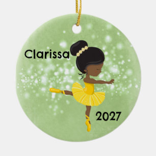 Cerâmica Ornamento Personalizado de Negra Menina Ballerina