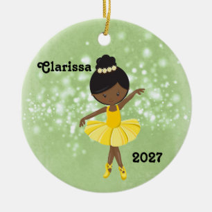 Cerâmica Ornamento Personalizado de Negra Menina Ballerina