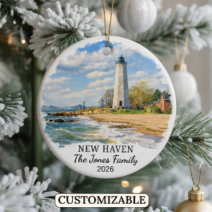 Cerâmica Ornamento Personalizado de New Haven Connecticut C