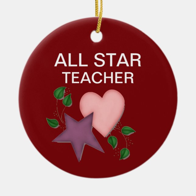 Cerâmica Ornamento Personalizado de Professores de Estrelas (Frente)