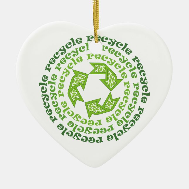 Cerâmica ornamento personalizado de sinal de reciclar (Frente)