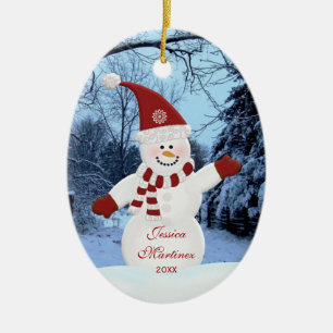 Cerâmica Ornamento personalizado do boneco de neve