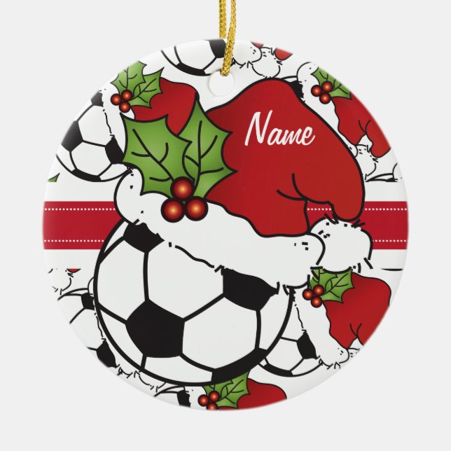 Cerâmica Ornamento Personalizado do Futebol de Natal (Frente)