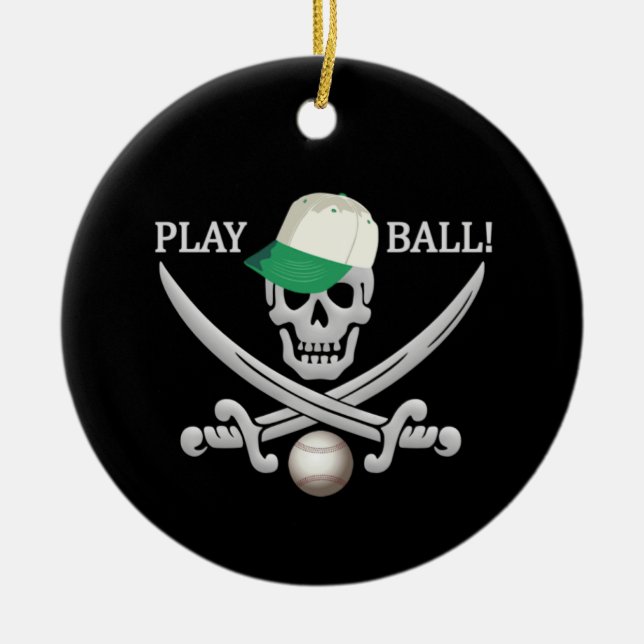 Cerâmica Ornamento Pirata de Baseball (Frente)