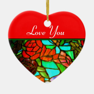 Cerâmica Ornamento por Amor de Vidro Vermelho