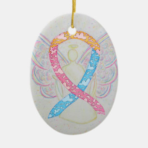 Cerâmica Ornamento por Anjo da Fita de Sensibilização CDH