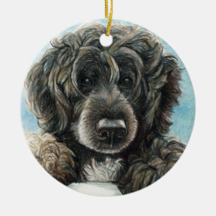 Cerâmica Ornamento português da arte do cão de água