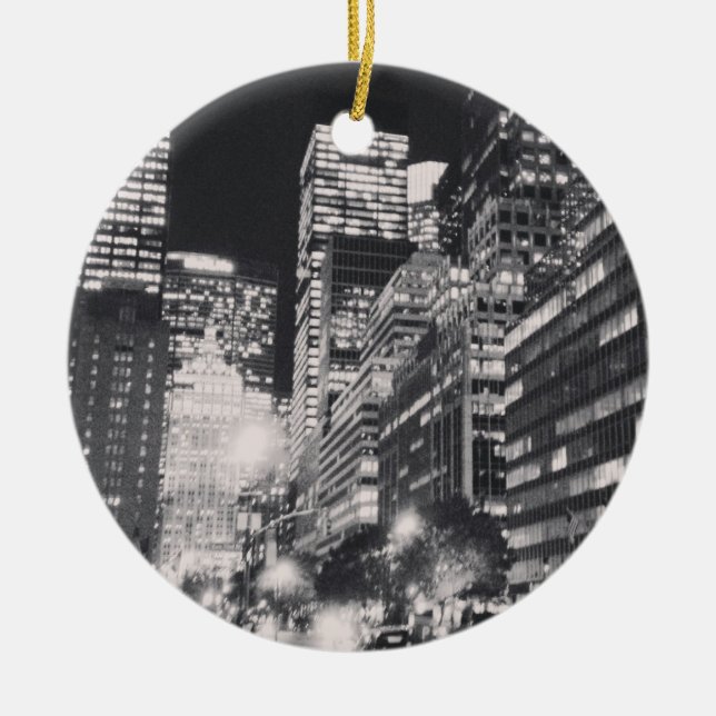 Cerâmica Ornamento preto & branco de NYC (Frente)