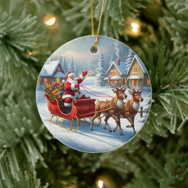 Cerâmica Ornamento Redondo Clássico de Natal (Árvore)