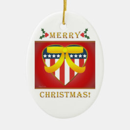 Cerâmica Ornamento Redondo de Fita Amarela Patriótica