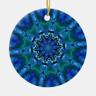 Cerâmica Ornamento Redondo de Mandala Verde Azul