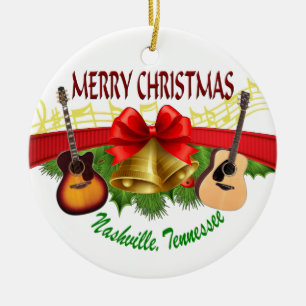 Cerâmica Ornamento redondo de Nashville do Feliz Natal