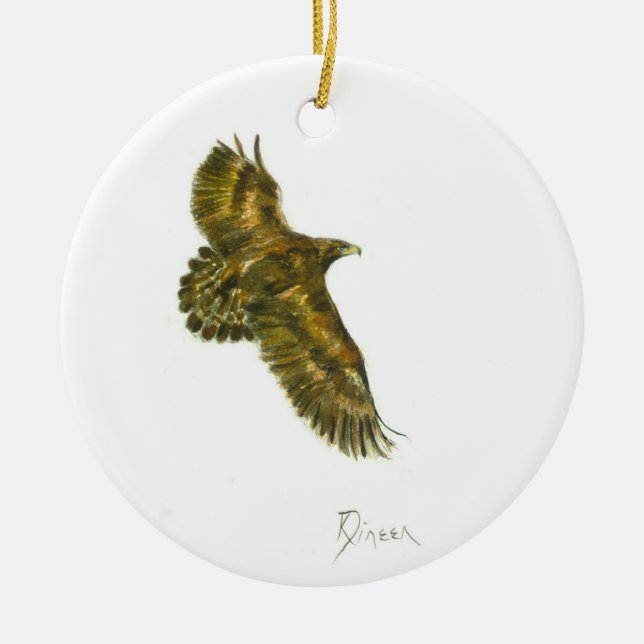 Cerâmica Ornamento redondo dourado de Eagle (Frente)