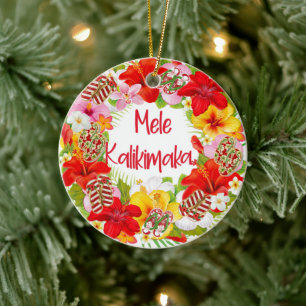 Cerâmica Ornamento Ronda de Wreath Mele Kalikimaka