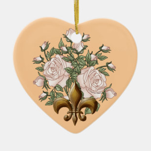 Cerâmica ornamento Rosa Flor de Lis