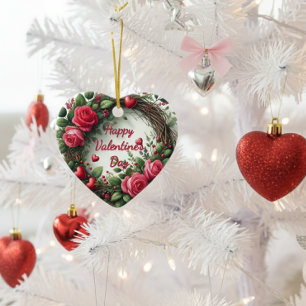 Cerâmica Ornamento Rústico em Forma de Coração do Dia de os