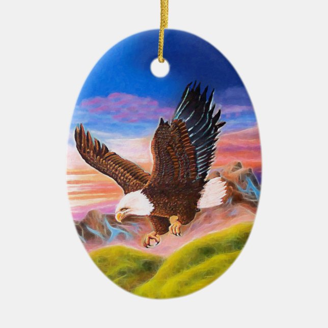 Cerâmica Ornamento subindo do Oval de Eagle (Frente)