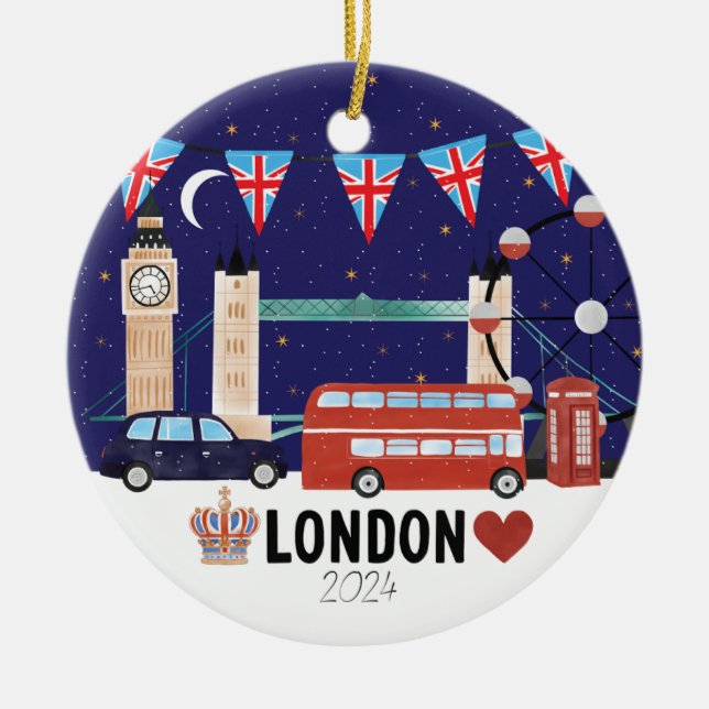 Cerâmica Ornamento Tema de Londres 2024 (Frente)