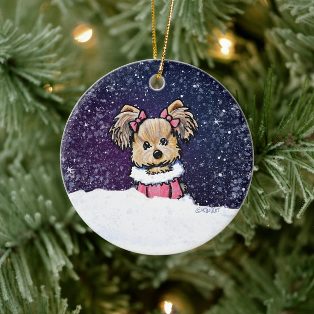 Cerâmica Ornamento Terrier da Cutie Yorkie de Natal (Árvore)