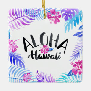 Cerâmica Ornamento tropical de Havaí   da aguarela Aloha