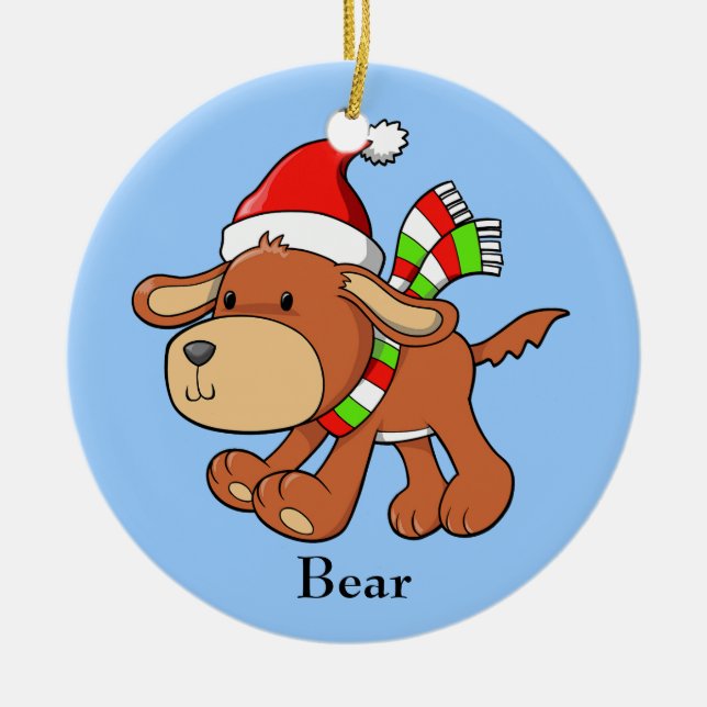Cerâmica Ornamento "Urso" de Natal (Frente)