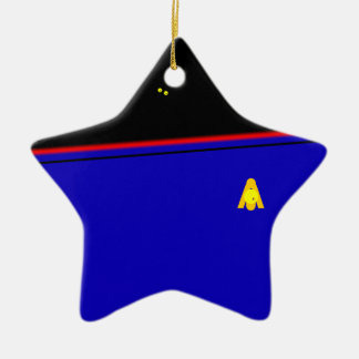 Cerâmica Ornamento vermelho da estrela azul da sala de