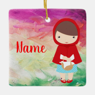 Cerâmica Ornamento Vermelho de Garota Kawaii