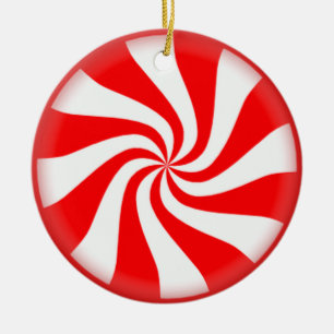 Cerâmica Ornamento vermelho dos doces de Peppermint