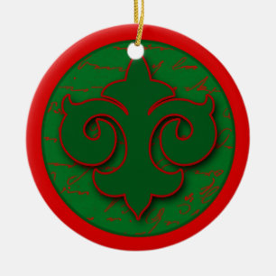 Cerâmica Ornamento vermelho e verde do feriado da flor de