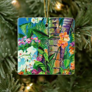 Cerâmica Orquídeas Tropicais com Ornamento Cerâmico de Pa