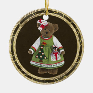 Cerâmica Os amigos fazem o melhor ornamento do urso de