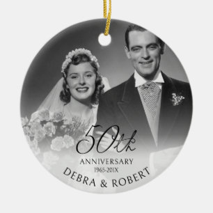 Cerâmica Ouro 50º Aniversário do Ornamento de Fotos com Cód
