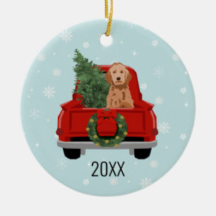 Cerâmica Ouro Cachorro Vermelho de Natal Ornamento de Camin