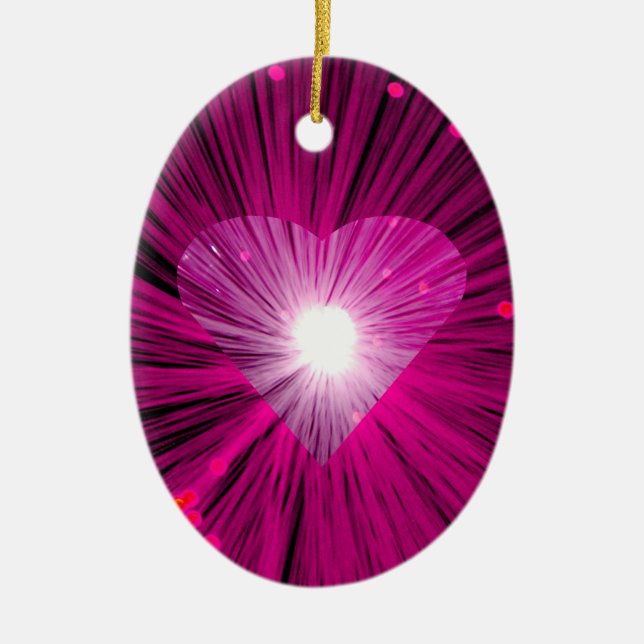 Cerâmica oval de ornamento de Coração Rosa (Frente)