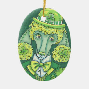 Cerâmica Oval do ORNAMENTO do CÃO do DIA de ST PATRICK