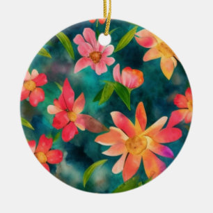 Cerâmica Padrão de aquarela floral Ornamento