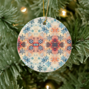 Cerâmica Padrão de Flocos de Neve Vintage - Ornamento de Ce