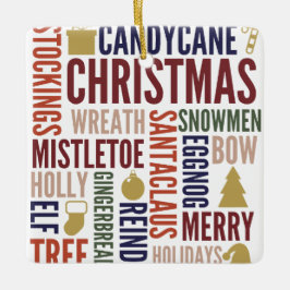 Cerâmica Palavras de Natal Ornamento Cerâmico Feriado