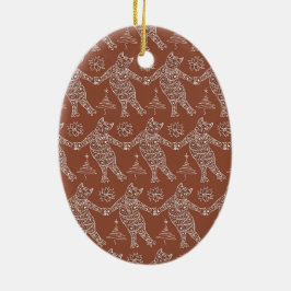 Cerâmica Pão-de-Pão-Dança Gatos Ornamento de Árvore de Nata