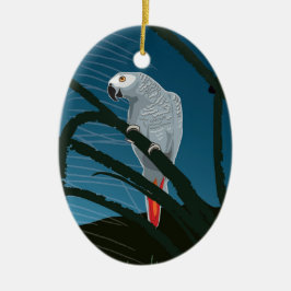 Cerâmica Papagaio Africano no ornamento da árvore de Natal