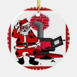 Cerâmica Papai Noel Antigo & Ornamento de Fogão a Carvão