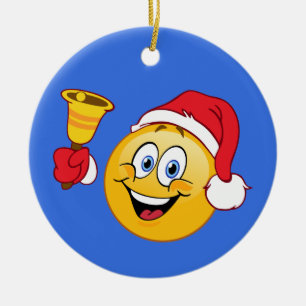 Cerâmica Papai Noel Emoji que soa o ornamento de Bell