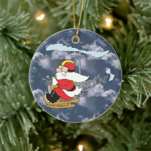 Cerâmica Papais noeis em Ornamento de Helicópteros